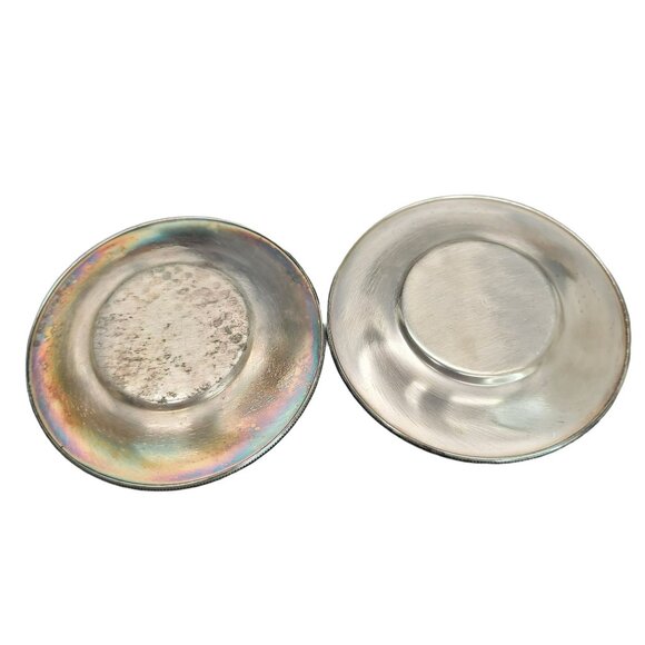 Italian Silver Trivets Vintage Set of 2 Round Serrated Edges CR8 - Picture 6 of 6